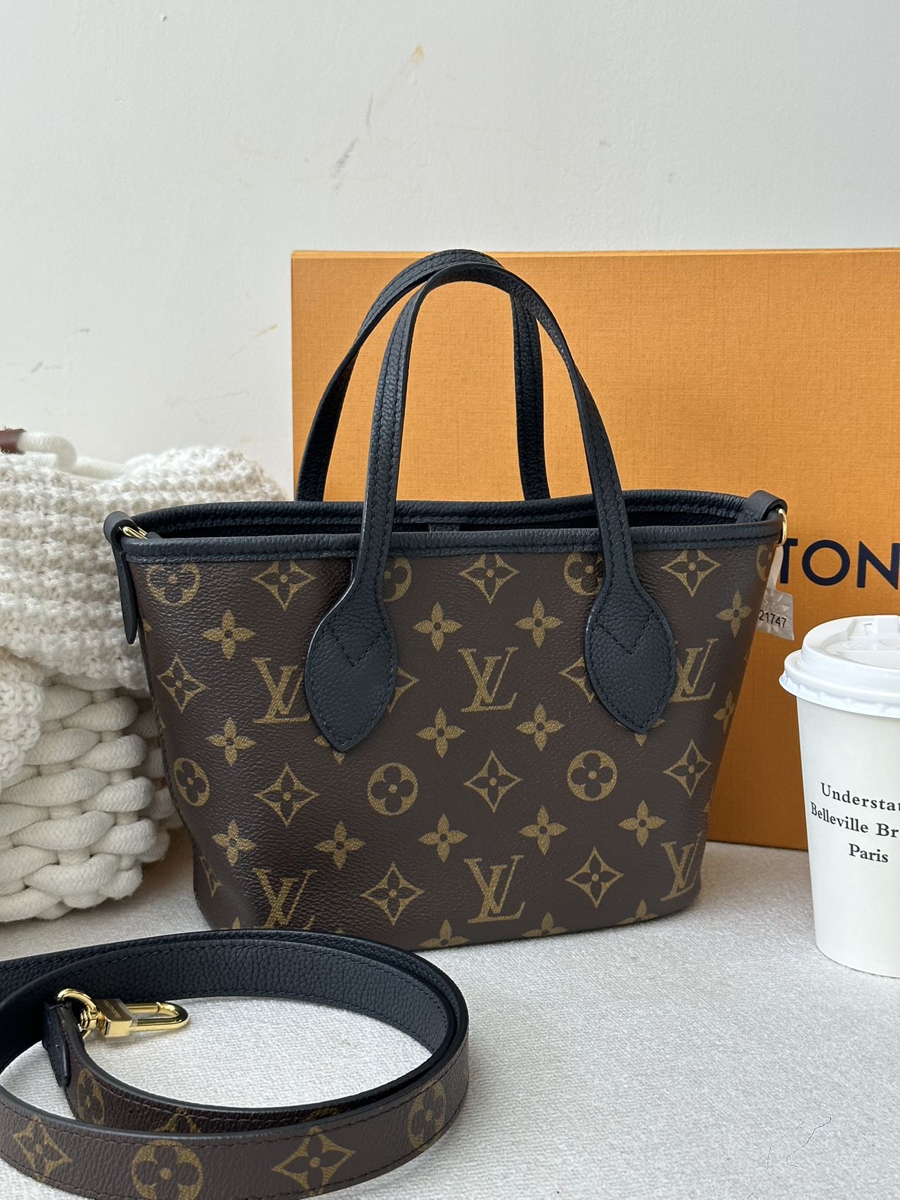 LV never full bb 黑色芯片款 附件：尘袋 肩带 子袋