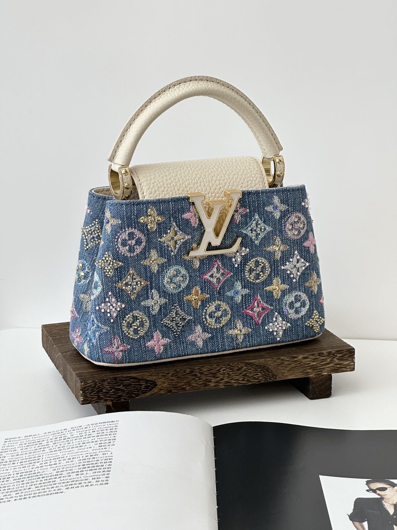 LV CAP 丹宁串珠 芯片款 附件：尘袋 肩带