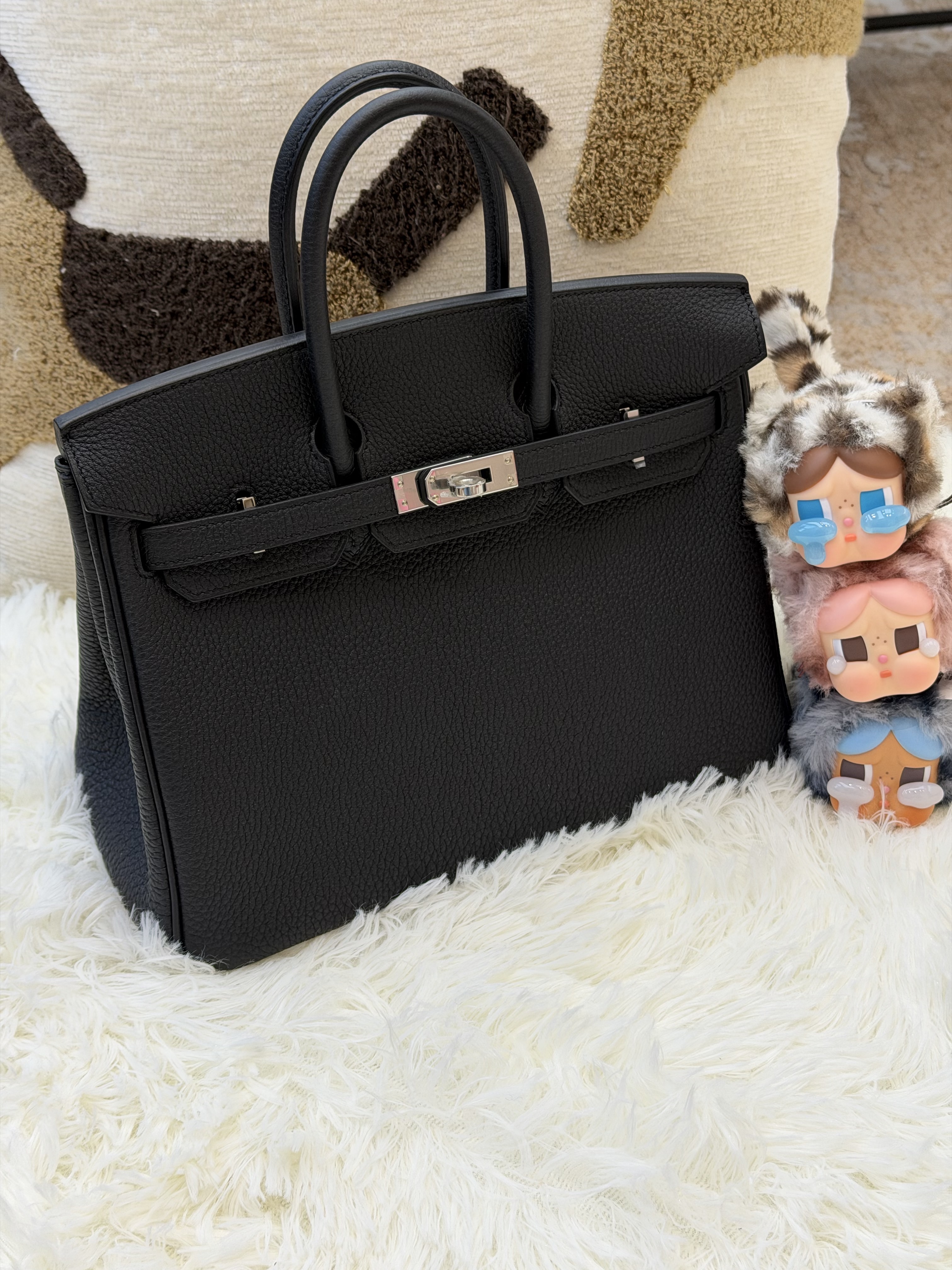 爱马仕 Birkin 25黑银 K刻 25年 附件：票 盒子 防尘袋 小册子 锁钥匙 毛毡